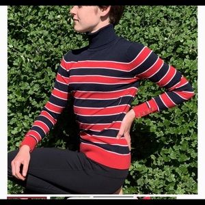 Tommy Hilfiger blue and red striped turtleneck